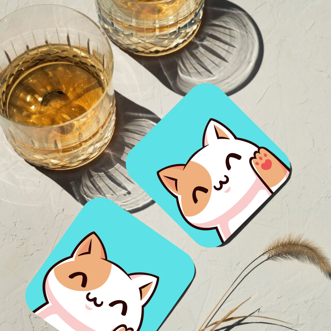 Purr-fect Cat Says Hiii Coaster