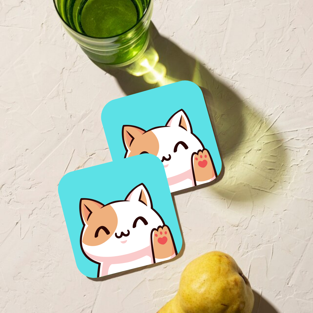 Purr-fect Cat Says Hiii Coaster