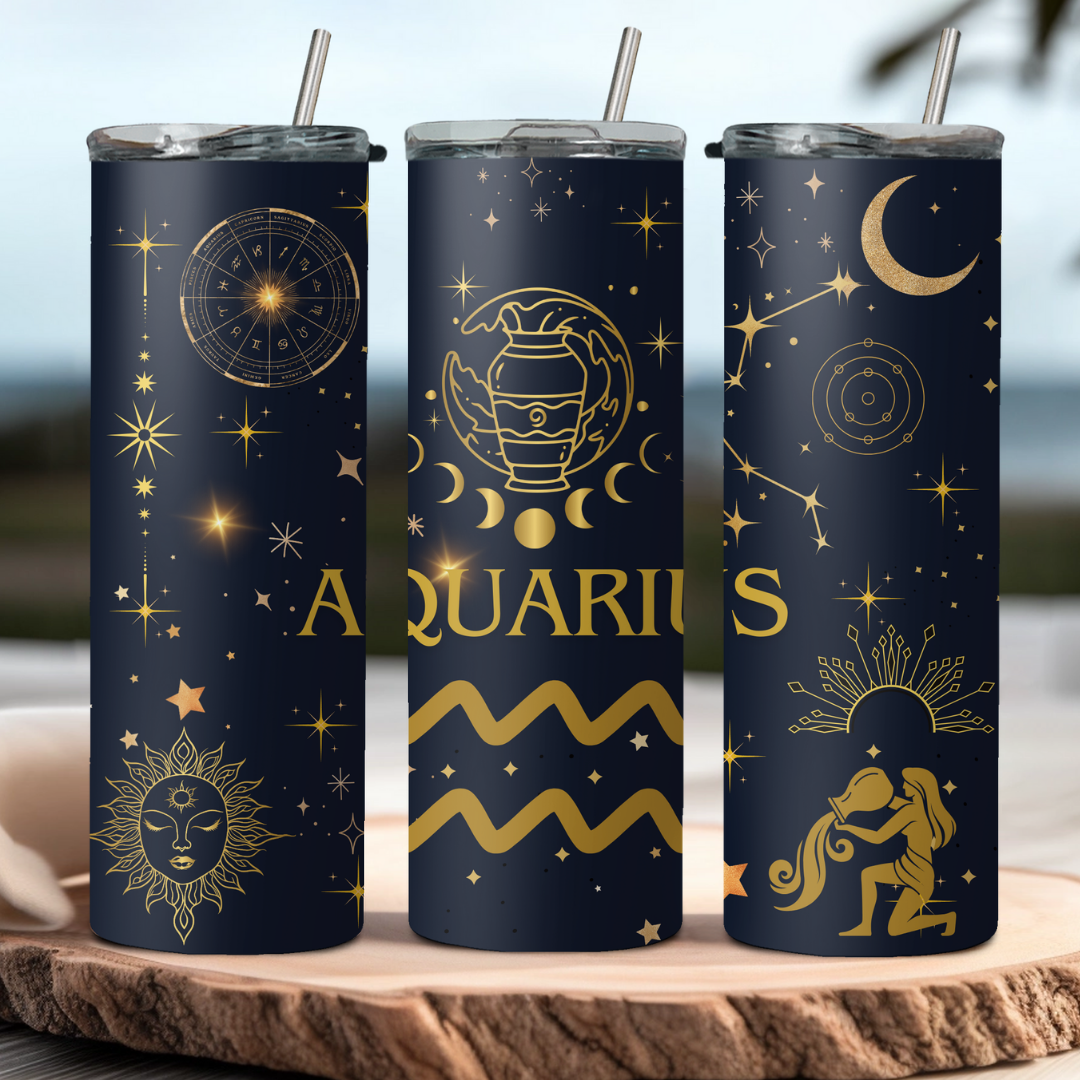 Aquarius Zodiac Sign Tumbler